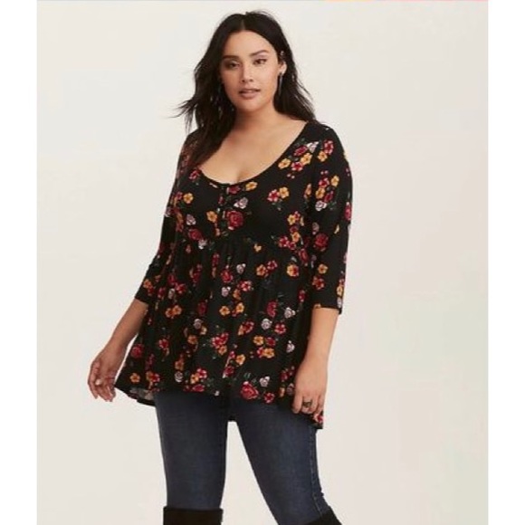 3/$25 TORRID FLORAL TUNIC STRETCHY 00 BABYDOLL